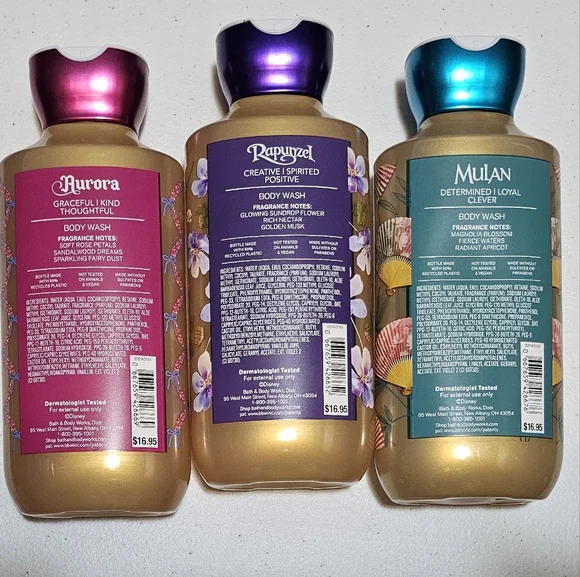 Bath & Body Works Disney Aurora Mulan Rapunzel Body Wash Set - Picture 2 of 5